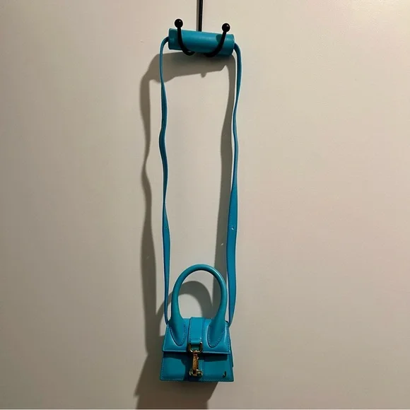 Jacquemus Le Chiquito Mini Bag Blue Leather Top Handle Crossbody - Picture 2 of 8
